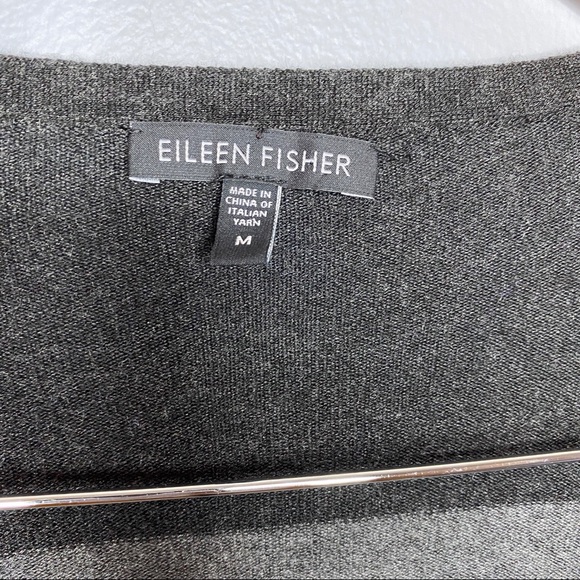 Eileen Fisher Grey Stripe Stretch Knit Cardigan - Picture 5 of 8